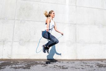 Woman jumping with a rope