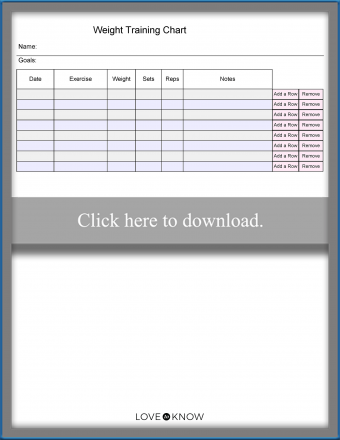 Blank weight training chart