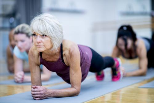 Woman in plank position
