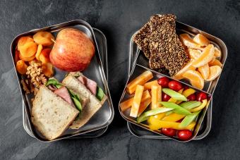 Lunch box on black background