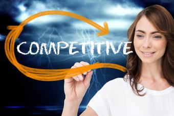 Woman writing competitive
