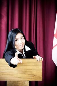 Woman making a funny speech.
