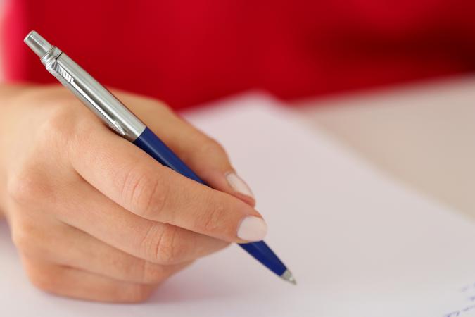 Woman working on an essay