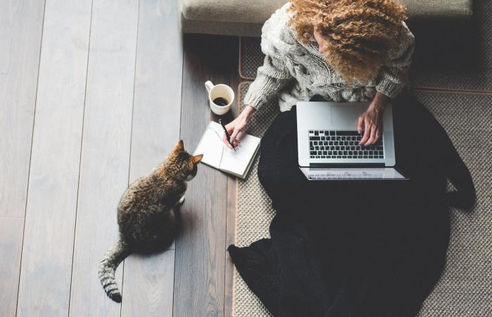Creative writer working at home