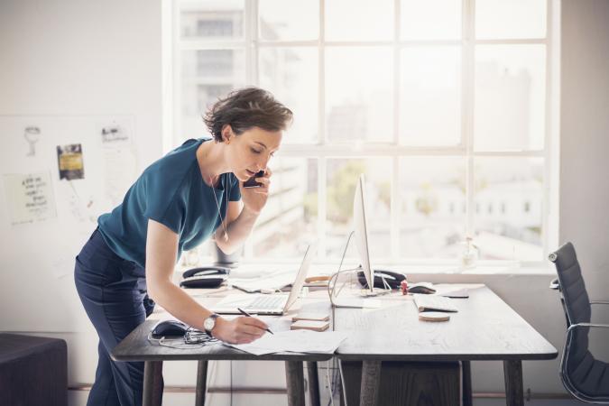 woman on phone talking to client