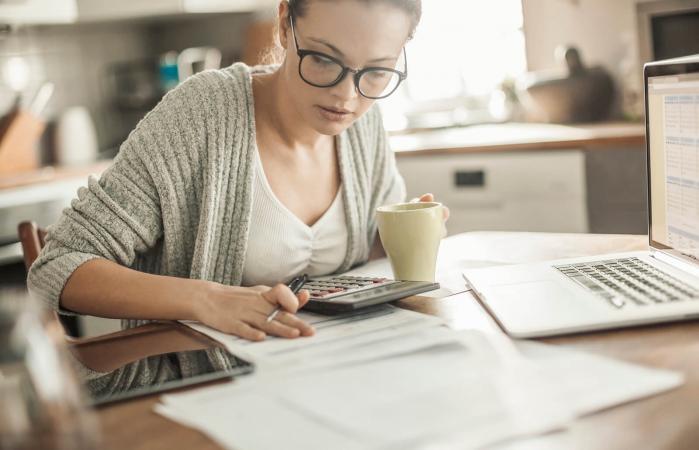 Woman going through her financials