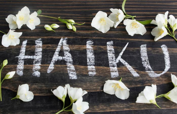 Word Haiku, Japanese Poetry, with Jasmine Flowers