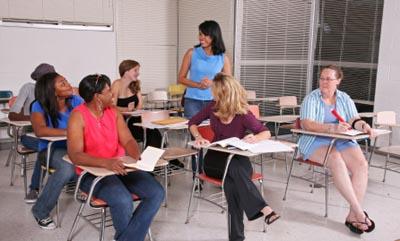 Woman teaching a writing and revision class