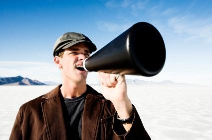 man with bullhorn