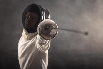 Person practicing fencing