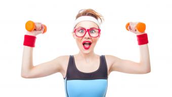 Woman with dumbbells