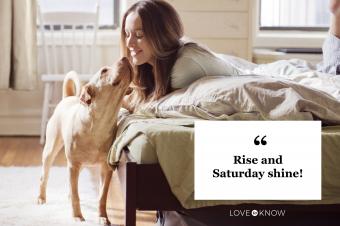 Saturday quote woman waking up petting dog