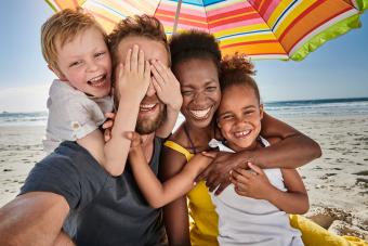 Family on beach