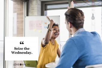 Wednesday quote two coworkers high five