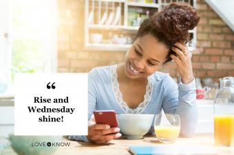Wednesday quote woman smiling at breakfast table