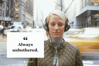 Woman wearing headphones