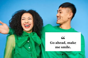 Colourful portrait of a young woman and man smiling