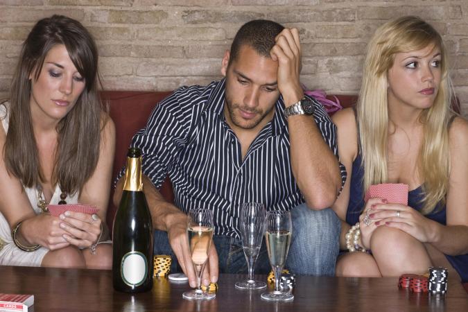 Tired friends at party