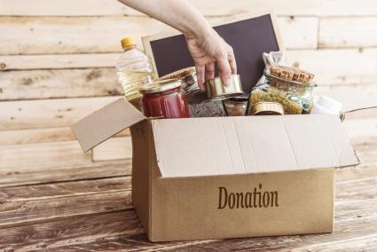 Food donation on a card box