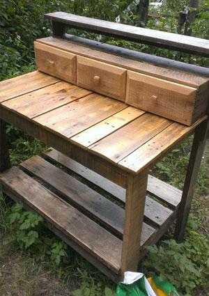 pallet and drawer potting bench