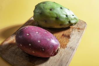 Prickly Pear or Tuna Fruit on a board