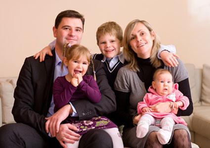 Family sitting for portrait