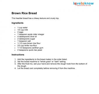 Brown rice bread recipe
