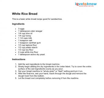 White rice bread recipe