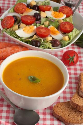 butternut soup and salad