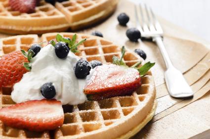 Waffles with fresh fruit