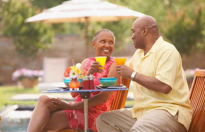 Couple with drinks on vacations