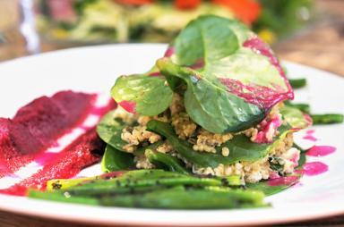 Gluten free fish, quinoa and sorrel leaves