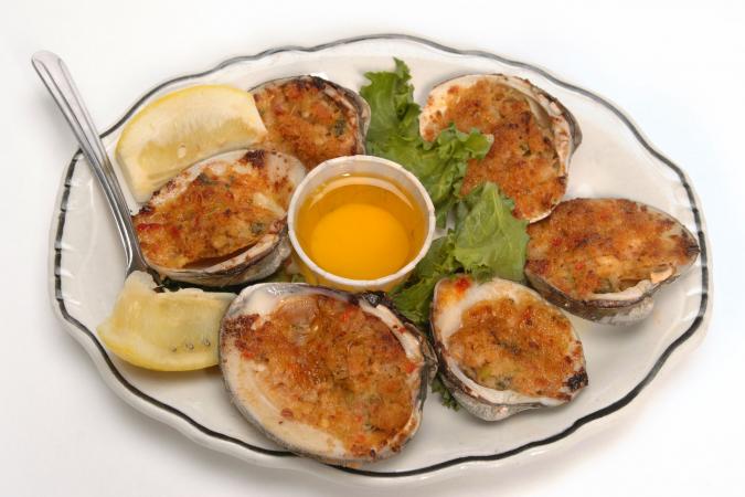 Clams casino on plate