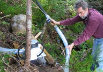 Hooking up a Stream Engine, a micro hydro machine by Energy Systems and Design