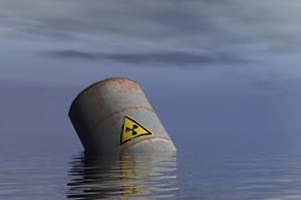 Radioactive barrel in the ocean