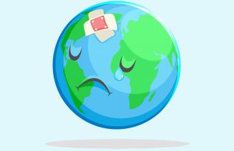 Sad Nature Earth Globe Character 