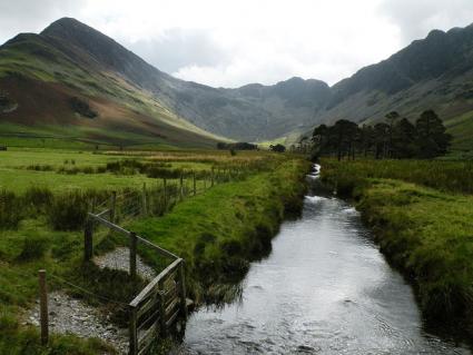 stream and mountains