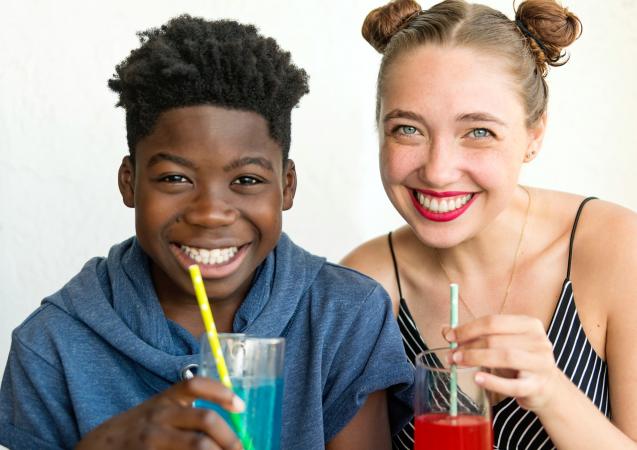 young people drinking from eco-friendly straws