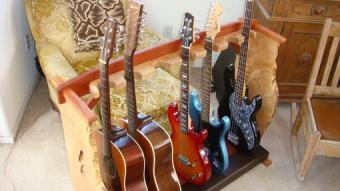 Handcrafted wood guitar stand