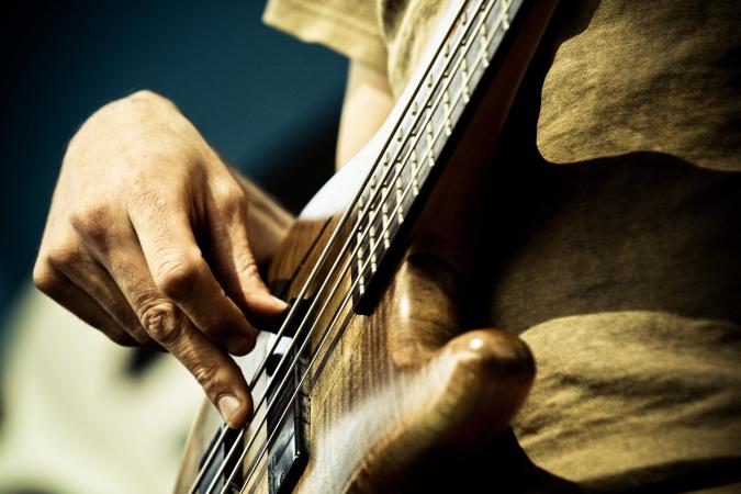 Man playing bass guitar