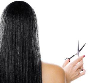 Woman ready to cut her long hair short