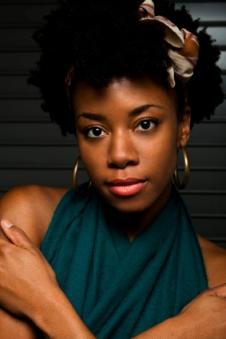 African American woman wearing a hair ribbon