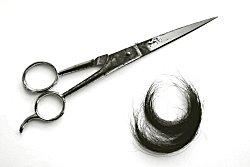 Scissors and lock of hair