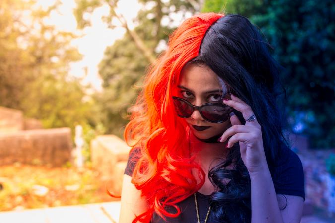 Girl colored hair