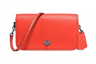 Coach Penny Shoulder Purse in Glovetanned Leather Orange