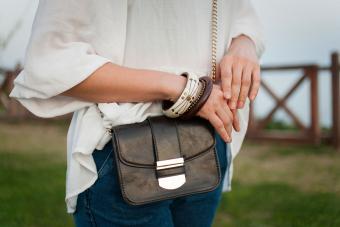 Woman wearing crossbody bag