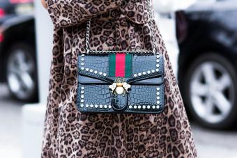 black leather studded bag