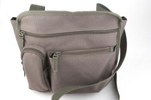Image of a small, tan organizer purse