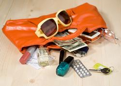 Very disorganized purse and its contents