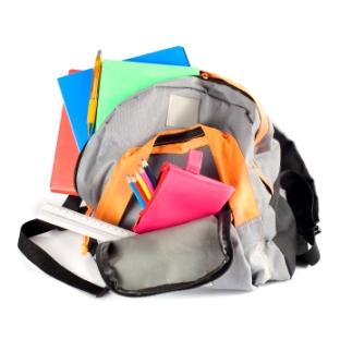 school bag with supplies